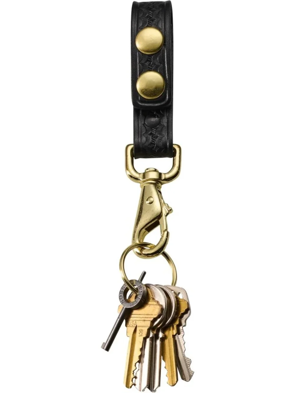 Leather Key Strap Belt Keeper - Duty Belt Key Ring Holder, Double Clip Design